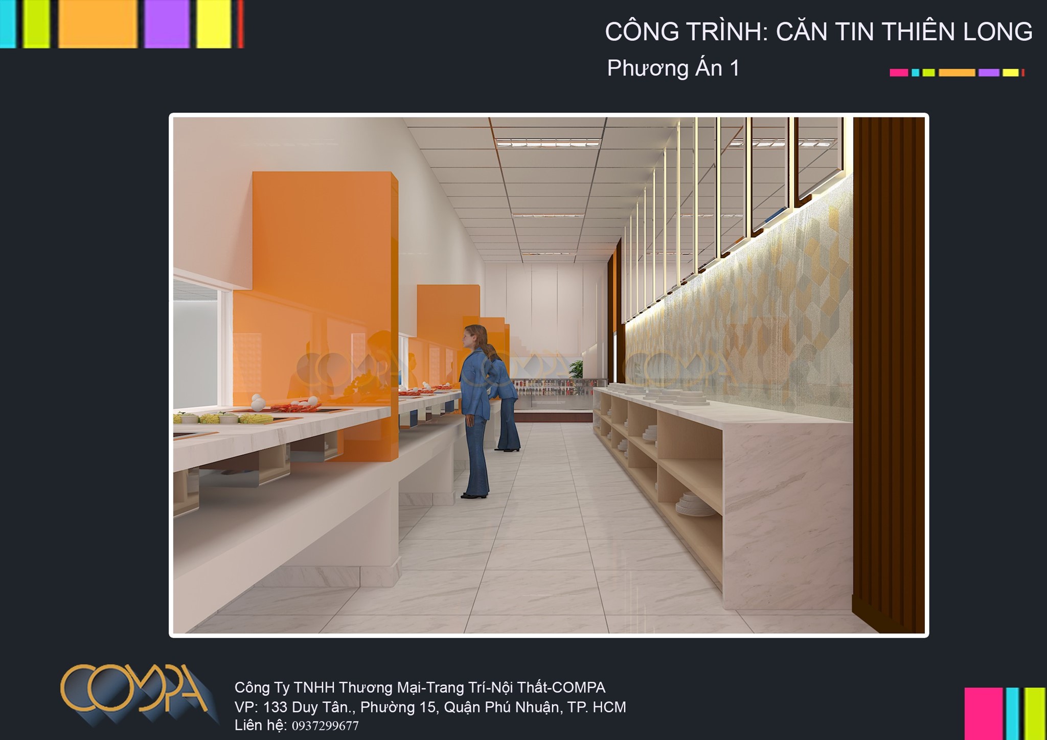 Hình thiết kế nội thất căn tin công ty bút bi Thiên Long 1