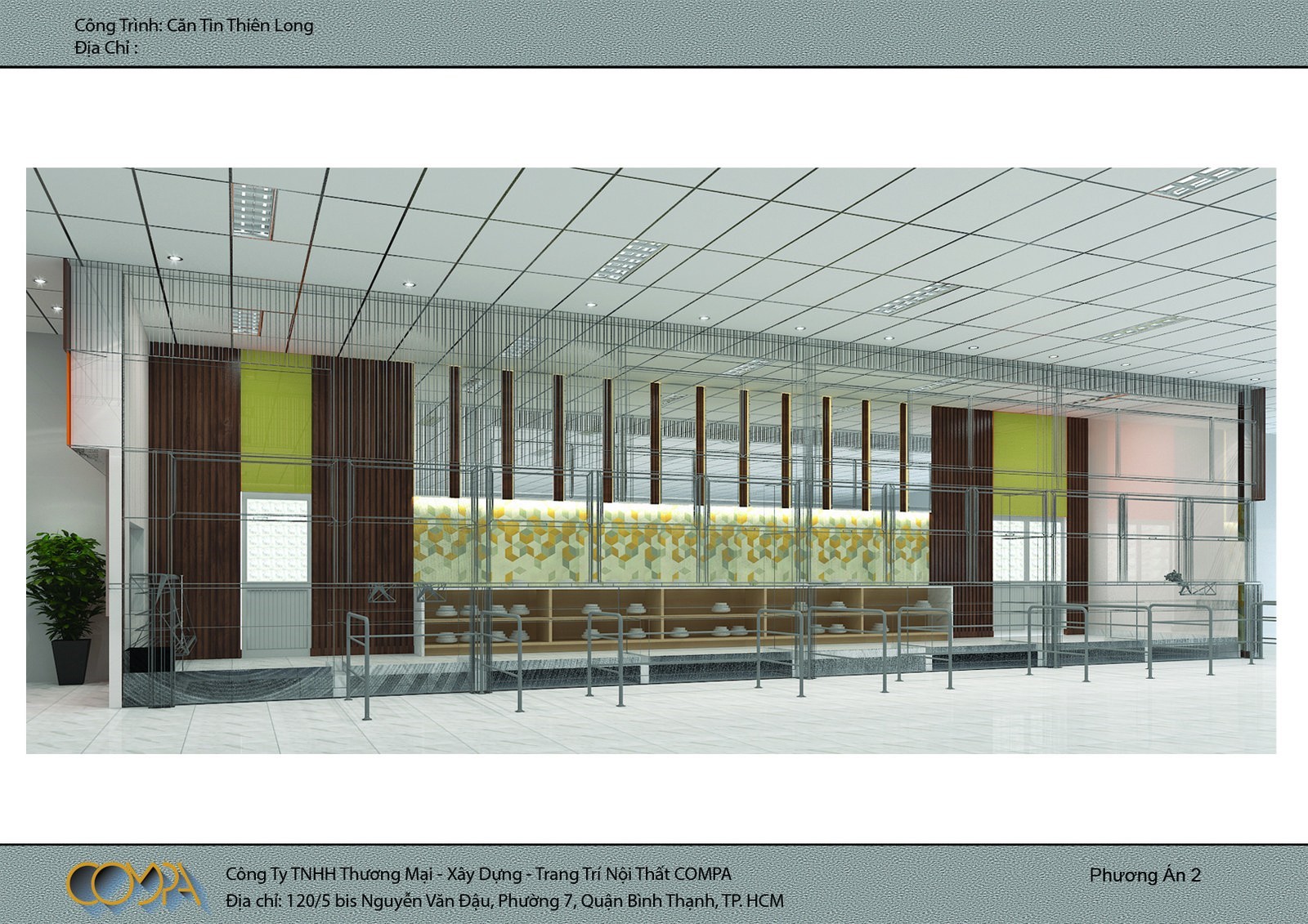 Hình thiết kế nội thất căn tin công ty bút bi Thiên Long 2