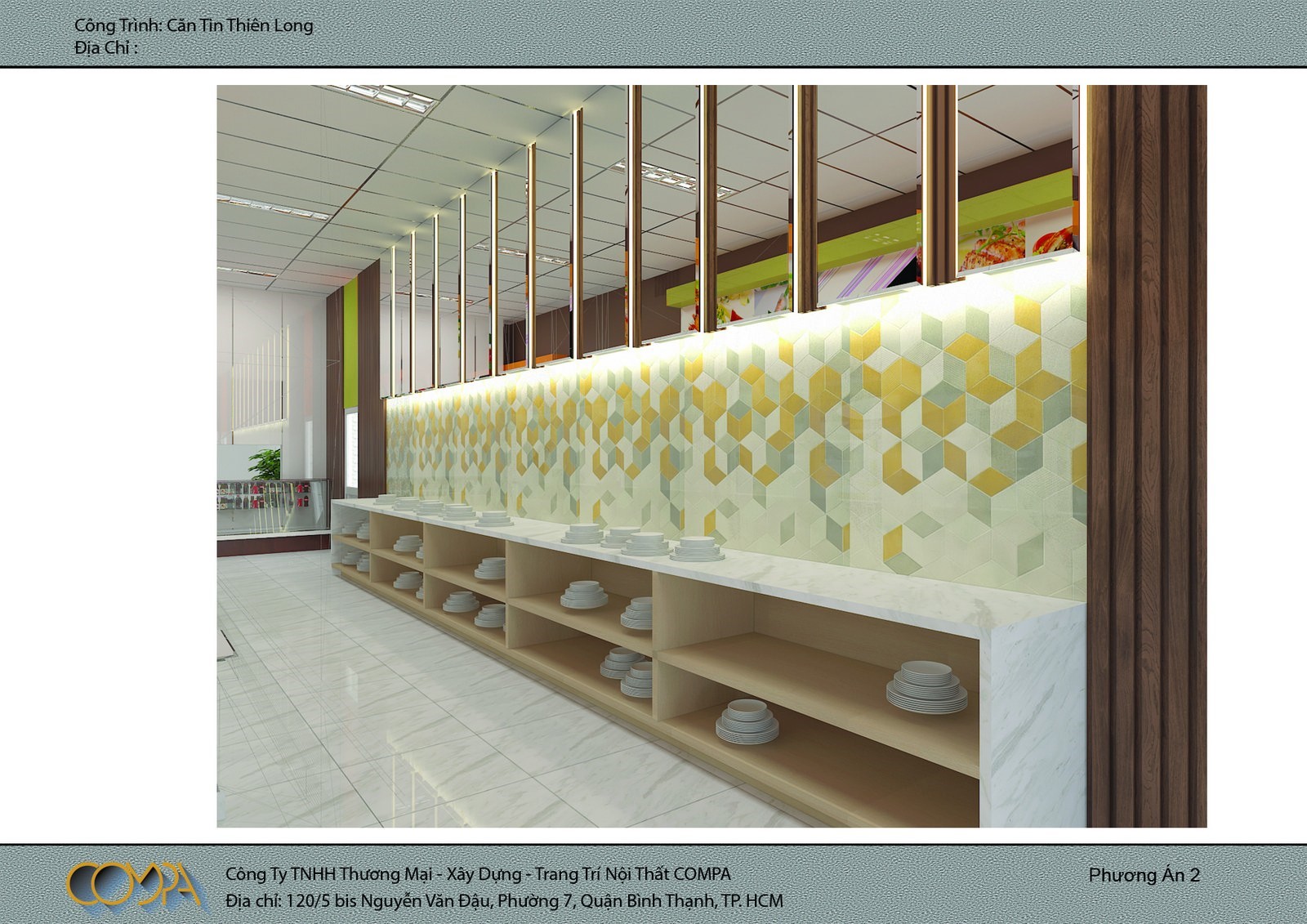 Hình thiết kế nội thất căn tin công ty bút bi Thiên Long 3