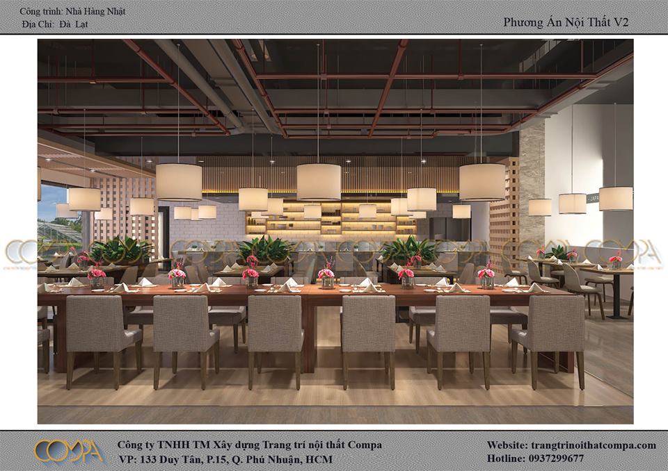 Hình thiết kế nội thất nhà hàng phong cách Nhật 2