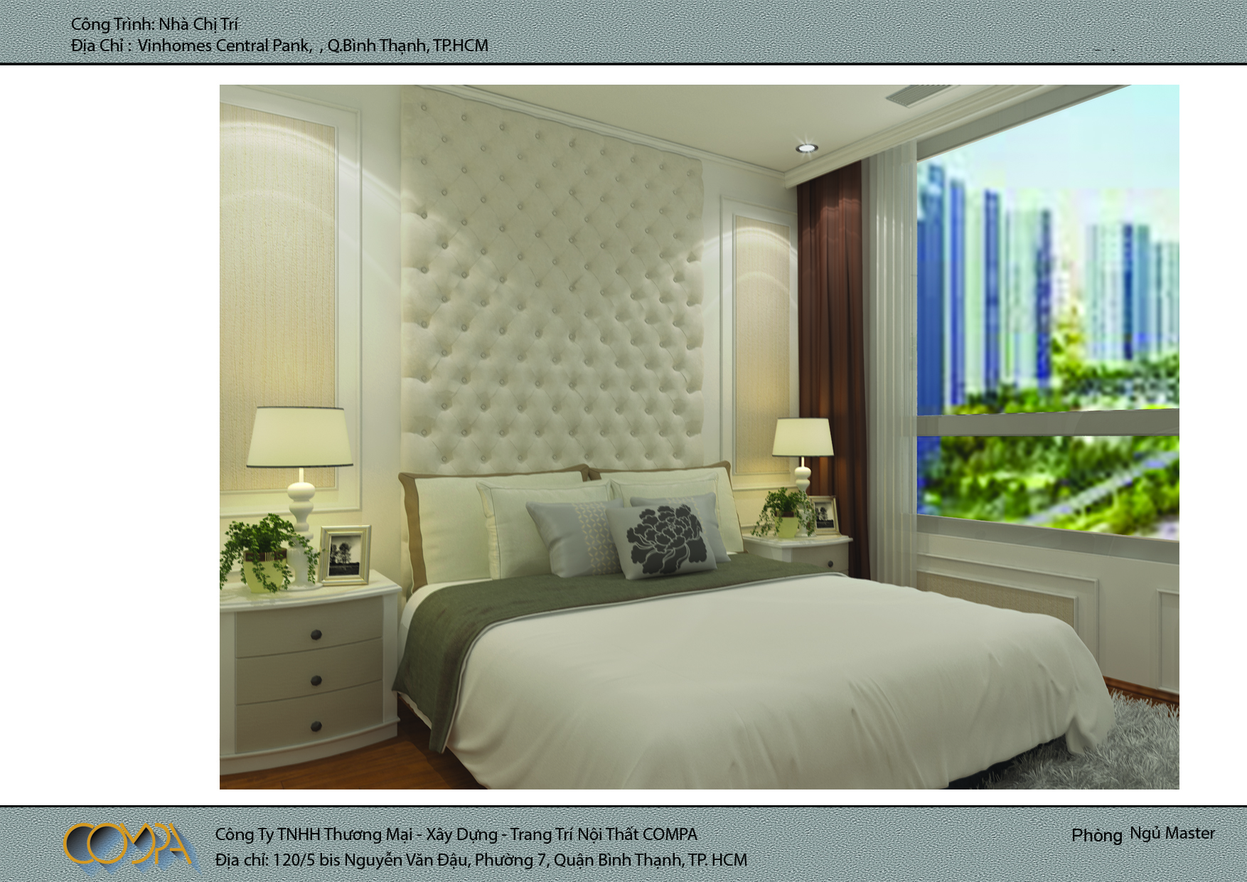 Thiết kế nội thất căn hộ phong cách bán cổ điển phòng ngủ master 2
