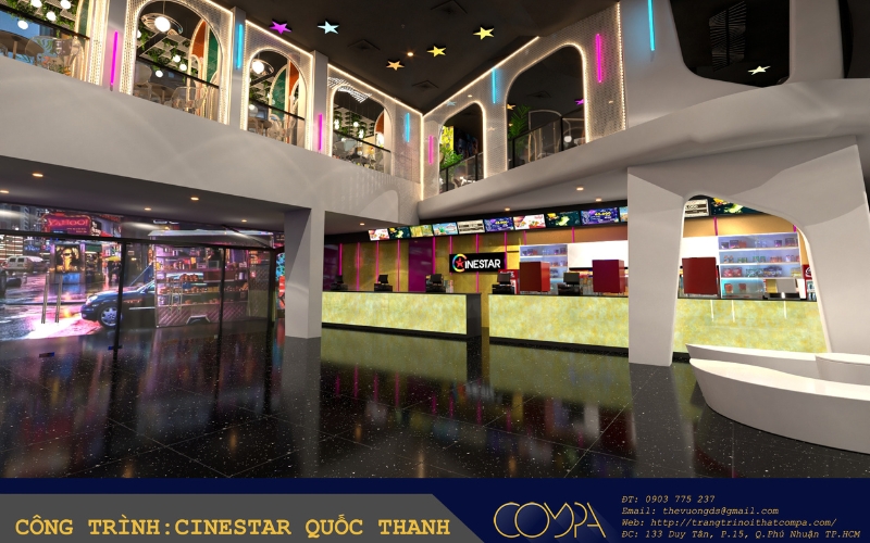 Hình ảnh thực tế nội thất rạp chiếu Cinestar  Quốc Thanh