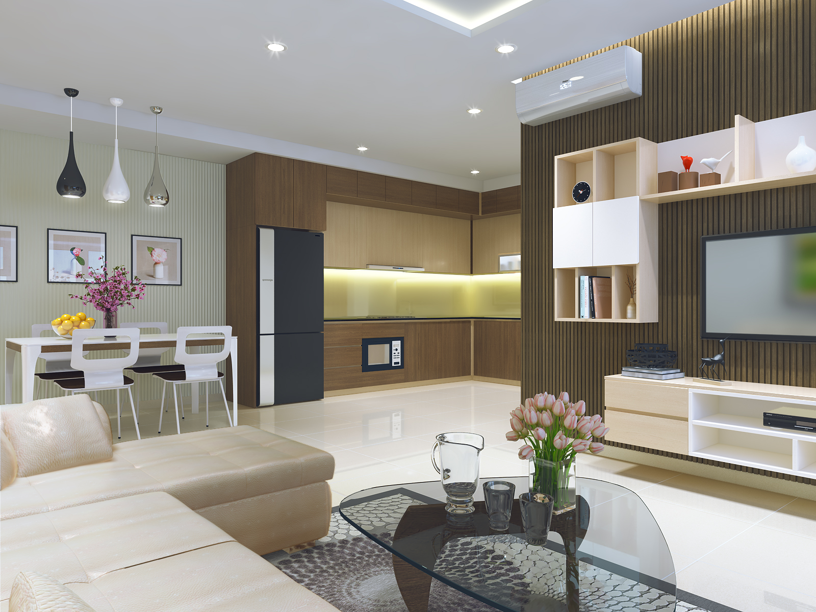 Thiết kế nội thất căn hộ hiện đại để tối ưu hóa công năng phòng bếp ăn